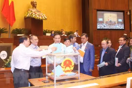 Đại biểu Quốc hội bỏ phiếu tín nhiệm. (Ảnh: Lâm Khánh/TTXVN) 
