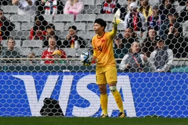 Thủ thành Trần Thị Kim Thanh trong trận ra quân của Tuyển Việt Nam gặp tuyển Mỹ tại World Cup Nữ 2023 ở Auckland, New Zealand ngày 22/7/2023. (Ảnh: AFP/TTXVN)