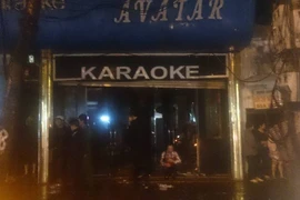 Một đám cháy lớn đã xảy ra tại quán karaoke Avatar số 16 phố Đoàn Thị Điểm Hà Nội​. (Ảnh: Tiến Đạt/Vietnam+)