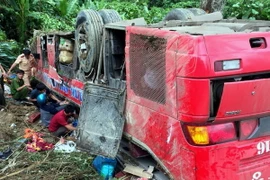 Hiện trường vụ tai nạn. (Ảnh: Đỗ Trưởng/TTXVN)