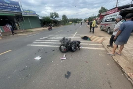 Hiện trường vụ tai nạn. (Ảnh: TTXVN phát)