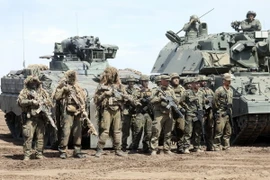 Binh sỹ Đức tham gia cuộc tập trận quân sự chung Litva-Đức tại Pabrade (Litva). (Ảnh: AFP/TTXVN)
