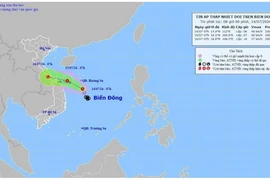 Hướng di chuyển của áp thấp nhiệt đới. (Ảnh: TTXVN phát)