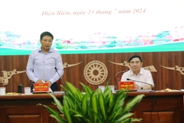 Bộ trưởng Bộ Giao thông vận tải Nguyễn Văn Thắng phát biểu tại buổi làm việc. (Ảnh: Phan Quân/TTXVN)