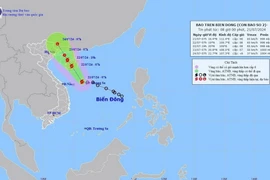 Hướng đi của cơn bão số 2, sáng 21/7. (Ảnh: TTXVN phát)