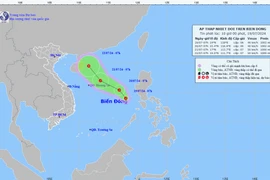 Vị trí và đường đi của áp thấp nhiệt đới. (Nguồn: Trung tâm Dự báo Khí tượng Thủy văn Quốc gia)