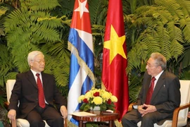 Tổng Bí thư Nguyễn Phú Trọng hội đàm với Bí thư Thứ nhất Đảng Cộng sản Cuba Raul Castro Ruz (La Habana, 29/3/2018). (Ảnh: Trí Dũng/TTXVN)