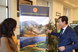 Các đại biểu tham quan triển lãm ảnh. (Ảnh: Anh Tuấn/TTXVN)