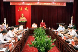 Quang cảnh buổi làm việc. (Ảnh: Đinh Văn Nhiều/TTXVN)