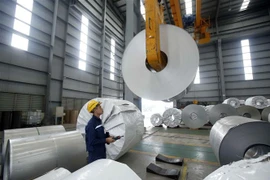 Dây chuyền sản xuất tại Công ty Tôn Hòa Phát (Tập đoàn Hòa Phát). (Ảnh: Phạm Kiên/TTXVN)