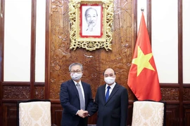 Chủ tịch nước Nguyễn Xuân Phúc tiếp Đại sứ Nhật Bản Yamada Takio. (Ảnh: Thống Nhất/TTXVN)
