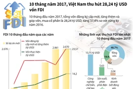[Infographics] Việt Nam thu hút gần 29 tỷ USD vốn FDI trong 10 tháng