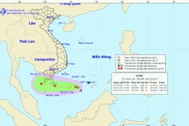 Vị trí và đường đi dự kiến của áp thấp. (Nguồn: nchmf.gov.vn)