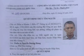 Quyết định truy tìm đối tượng Nguyễn Văn Tích. (Nguồn: Cơ quan Công an)