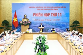Thủ tướng Phạm Minh Chính, Trưởng Ban Chỉ đạo Nhà nước các công trình, dự án quan trọng quốc gia, trọng điểm ngành giao thông vận tải chủ trì phiên họp. (Ảnh: Dương Giang/TTXVN)