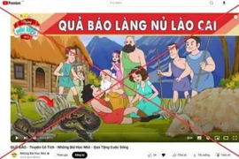 Thông tin bịa đặt về làng Nủ trên kênh Youtube “Những Bài Học Nhỏ.” (Ảnh: Mạnh Khánh/TTXVN)