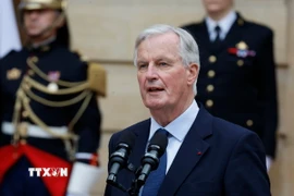 Thủ tướng Pháp Michel Barnier phát biểu tại Paris ngày 5/9/2024. (Ảnh: THX/TTXVN)