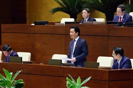 Bộ trưởng Bộ Tài nguyên và Môi trường Đặng Quốc Khánh trả lời chất vấn của Đại biểu Quốc hội. (Ảnh: Phạm Kiên/TTXVN)