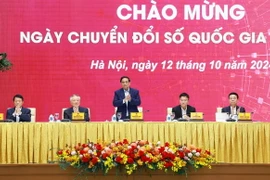 Thủ tướng Phạm Minh Chính dự Ngày Chuyển đổi số quốc gia (10/10) năm 2024. (Ảnh: Dương Giang/TTXVN)