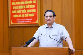 Thủ tướng Phạm Minh Chính phát biểu tại buổi làm việc với lãnh đạo thành phố Đà Nẵng. (Ảnh: Dương Giang/TTXVN)
