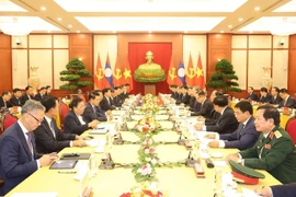 Tổng Bí thư, Chủ tịch nước Tô Lâm hội đàm với Tổng Bí thư, Chủ tịch nước Lào Thongloun Sisoulith. (Ảnh: Trí Dũng/TTXVN)