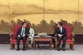 Phó Chủ tịch Ủy ban Nhân dân thành phố Đà Nẵng Trần Chí Cường (phải) tiếp ông Tống Quân Kế, Phó Tỉnh trưởng tỉnh Sơn Đông (Trung Quốc). (Ảnh: Trần Lê Lâm/TTXVN)