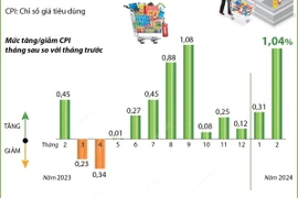 Chỉ số giá tiêu dùng tháng 2 năm 2024 tăng 1,04%