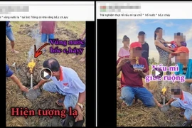 Một Fanpage liên tục đăng thông tin về hố nước có thể cháy ở Sóc Trăng, thậm chí Facebooker này còn trải nghiệm nấu và ăn mì gói tại chỗ. Ảnh chụp màn hình.