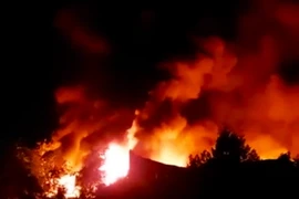 Vụ cháy xảy ra vào 0 giờ 15 rạng sáng 1/9 với mức độ rất phức tạp. (Ảnh: TTXVN phát)