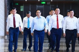 Thủ tướng Phạm Minh Chính đến làm việc với Ban Thường vụ Tỉnh ủy Đồng Nai. (Ảnh: Dương Giang/TTXVN)