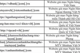 Danh sách một số website giả mạo ngân hàng. (Nguồn: Cục An toàn Thông tin)