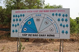 Biển báo cháy rừng tại Tây Ninh đang ở cấp V (cấp cực kỳ nguy hiểm). (Ảnh: Thanh Tân/TTXVN)