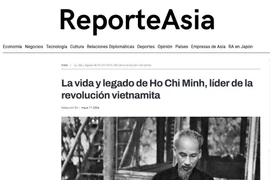 Ảnh chụp màn hình tờ Reporte Asia của Argentina đăng bài viết ca ngợi Chủ tịch Hồ Chí Minh, nhân kỷ niệm 134 năm ngày sinh của Người (Ảnh: Diệu Hương/TTXVN)