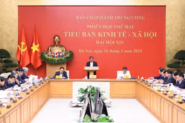 Thủ tướng Phạm Minh Chính, Trưởng Tiểu ban Kinh tế-Xã hội Đại hội đại biểu toàn quốc lần thứ XIV của Đảng, chủ trì phiên họp thứ hai của Tiểu ban. (Ảnh: Dương Giang/TTXVN)