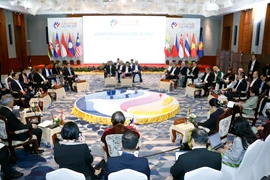 Hội nghị hẹp Bộ trưởng Ngoại giao ASEAN 2024 tại Lào. (Ảnh: Phạm Kiên/TTXVN)