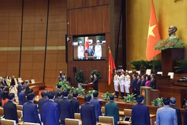 Chủ tịch nước CHXHCN Việt Nam Lương Cường tuyên thệ trước Quốc hội và đồng bào cử tri cả nước. (Ảnh: TTXVN)
