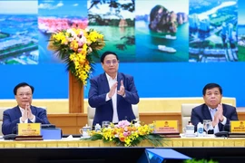 Thủ tướng Phạm Minh Chính chủ trì hội nghị. (Ảnh: Dương Giang/TTXVN)