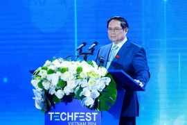 Thủ tướng Phạm Minh Chính phát biểu tại Ngày hội Khởi nghiệp đổi mới sáng tạo Quốc gia 2024. (Ảnh: Dương Giang/TTXVN)
