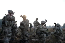 Binh sỹ Litva tham gia tập trận tại Pabrade, Litva. (Nguồn: THX/TTXVN)