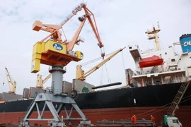 Bốc xếp hàng hóa tại Cảng Hải Phòng. (Ảnh: Lâm Khánh/TTXVN)