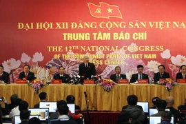 Tổng Bí thư Nguyễn Phú Trọng chủ trì buổi họp báo sau khi bế mạc Đại hội. (Ảnh: TTXVN)