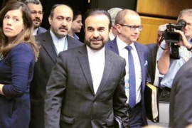 Đại sứ Iran tại IAEA Reza Najafi (giữa) trước cuộc họp Ban Giám đốc IAEA tại Vienna (Áo) ngày 15/12. Kyodo/TTXVN