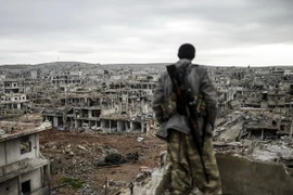 Cảnh đổ nát do xung đột giữa quân Chính phủ Syria và lực lượng nổi dậy ở Douma, phía đông thủ đô Damascus ngày 30/8/2015. (Nguồn: AFP/TTXVN)