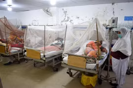 Bệnh nhân mắc sốt xuất huyết được điều trị tại bệnh viện ở Lahore (Pakistan), ngày 23/9/2022. (Ảnh: THX/TTXVN)