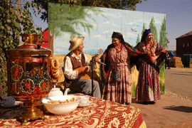 Phục dựng bài hát trong phim "Người Cossack Kuban" thời Liên Xô. Ảnh: Duy Trinh - PV TTXVN tại Nga