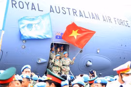 Chuyên cơ của Chính phủ Australia đưa Đội Công binh số 1 và Bệnh viện dã chiến cấp 2 số 4 lên đường thực hiện nhiệm vụ, hồi tháng 4/2022. (Ảnh: Thống Nhất/TTXVN)