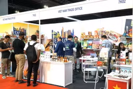 Gian hàng của Văn phòng Thương mại Việt Nam tại Malaysia tham gia Triển lãm Halal quốc tế 2024. (Ảnh: Hằng Linh/TTXVN)