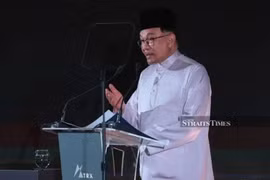 Thủ tướng Malaysia Datuk Seri Anwar Ibrahim phát biểu tại sự kiện. (Ảnh: Straits Times)