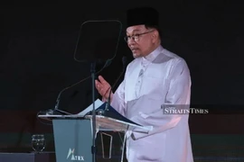 Thủ tướng Malaysia Datuk Seri Anwar Ibrahim phát biểu tại sự kiện. (Ảnh: Straits Times)
