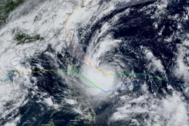 Ảnh chụp vệ tinh cơn bão nhiệt đới Kong-rey vào thứ Ba. (Nguồn: zoom. Earth)